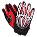 WOW Motocross Motorcycle BMX MX ATV Dirt Bike Skeleton Racing Gloves Red