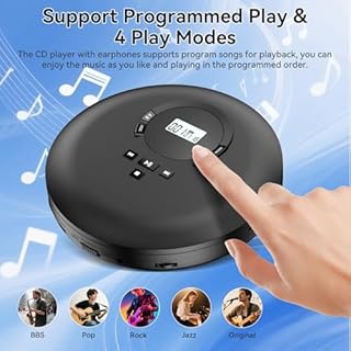 Gueray Lettore CD Portatile Hifi con display stereo cd Lettore CD con cuffie Supporto PROG ASP Funzione di memoria Funzione di ripetizione A-B Effetto BASSO
