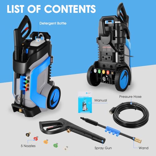 5000 PSI Electric Pressure Washer, 4.0 GPM Powerwash for Home, Car, Patio (Blue)