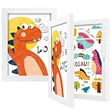 BAIJIALI 2 Packs White Kids Art Frames for Kids Artwork Frames Changeable Display 8.5x11 with Mat or 9x12 without Mat,Picture Frame for Kids Artwork Front Opening Holds 150 Horizontal &Vertical For