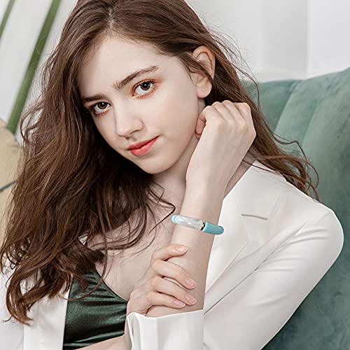 Goojids Bamboo Acrylic Tube Bracelet Chunky Resin Vibrant Colors Clear Curved Tube Beads Stretchable Stacking Wristlet Bangles For Women Girls Summer Jewelry (E-Blue) #TOP1
