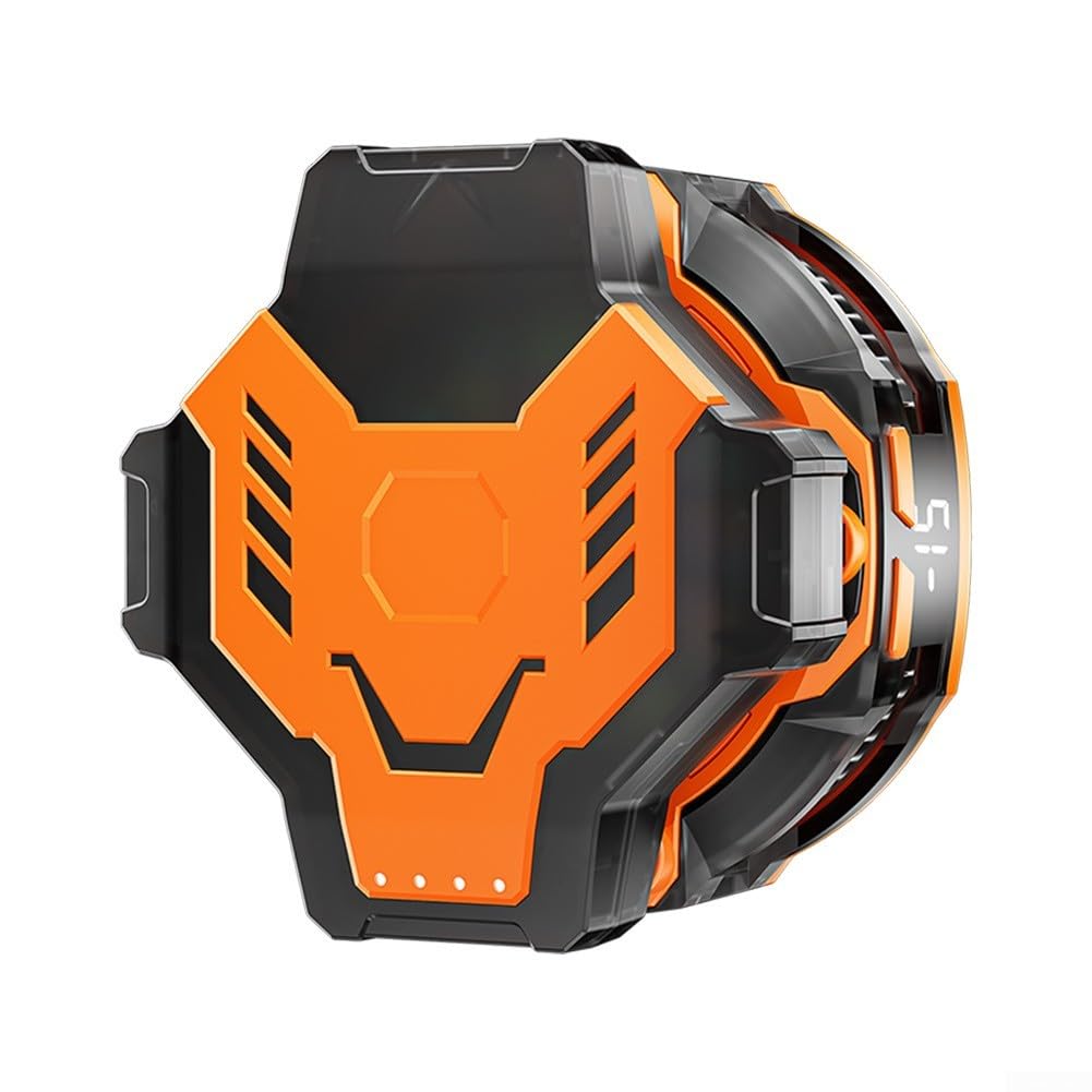 Magnetischer Handykühler mit 2000mAh Akku & LED-Anzeige, 15W Halbleiter-Kühlung für Gaming, Wiederaufladbar, Kompakt 62x62mm, Orange