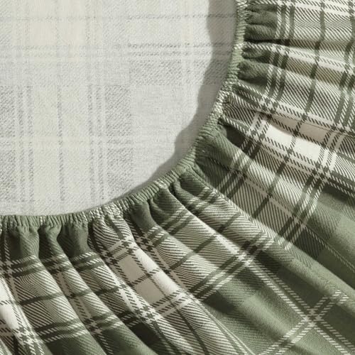 Image of Eddie Bauer - King Bed Sheets, Cotton Flannel Bedding Set with Matching Pillowcases, Brushed for Extra Softness, Deep Pocket, Oeko-Tex Certified (Heartland Plaid Green)