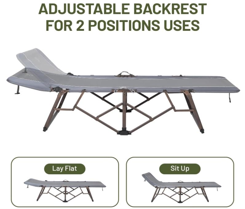 TIMBER RIDGE Portable XL Folding Camping Cot for Adults - Ultra Fast Setup, Heavy Duty 300 LBS Support, Gray
