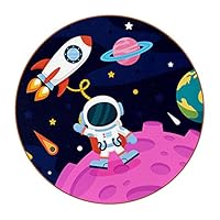 Evernever 6 Set Round Drink Coasters, Outer Space Planet Rocket Alien Earth Leather Furniture Protection Pad Insulation Coaster Cup Place Mats for Home Decor, Kinds of Mugs and Cups