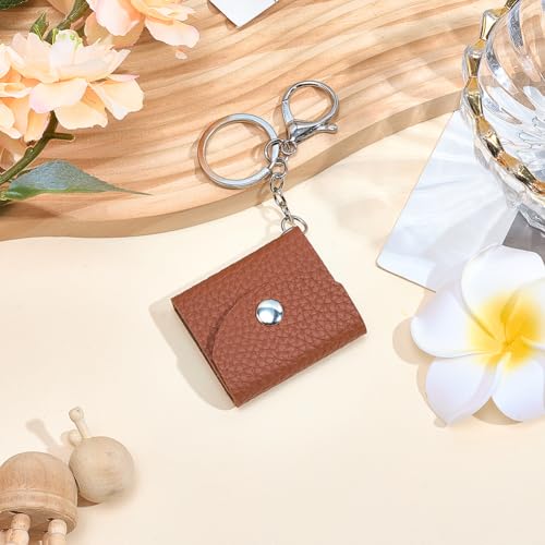 Álbum de fotos portátil en cuero PU con llavero, mini álbum marrón para 6 fotos, con cierre de langosta, ideal como regalo para parejas y familia miniatura 4