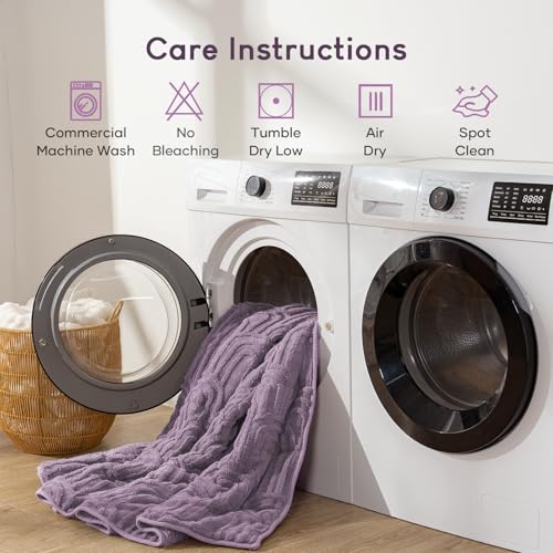 Image of Cottonblue Jacquard Weighted Blanket 15 lbs for Adults Twin Size, Soft Fluffy Sherpa Fleece Weighted Blankets Throw 48 inch x 72 inch for Sleep Relax, Fuzzy Warm Arch Heavy Blanket for Bed Sofa, Purple