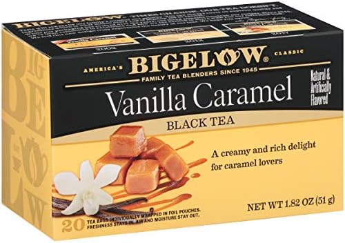 Bigelow Vanilla Caramel Black Tea, Caffeinated, 20 Count (Pack of 6), 120 Total Tea Bags
