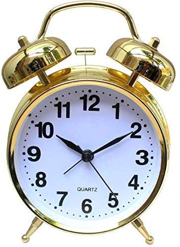 LKY ENTERPRISE Twin Bell Alarm Clock with Nightlight Table Clock for Students/Children/Office Workers/Travellers, Battery Operated (Golden)