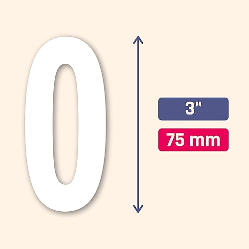 Miniatura 2 de 200 unidades, 3 pulgadas, calcomanías de números, vinilo impermeable para pegar en números, color blanco