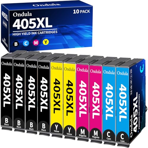 Ondula 405XL Ink Cartridges Multipack Compatible for Epson 405 XL Ink Cartridges for Workforce WF-3820 WF-4820 WF-7830 WF-4830 WF-7840 WF-3825 WF-4825 WF4820 WF3820 WF7310 WF7830 WF7840 (10-Pack)