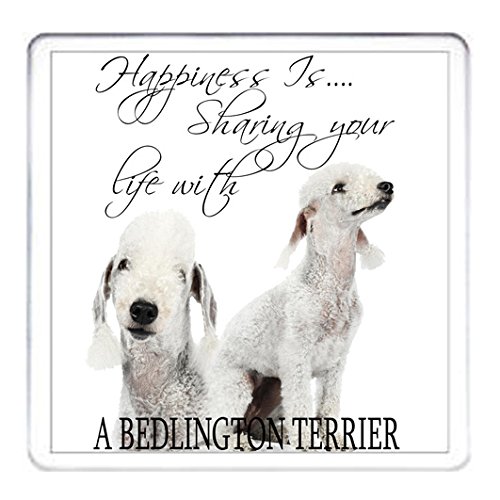 Kazmugz Bedlington Terrier Coaster Mug Mat Drinks Drip Mat Table Protector. To Match The Bedlington Terrier Ceramic Mug. 10Cm X 10Cm Acrylic. Can Be Personalised With Any Name Or Short Message