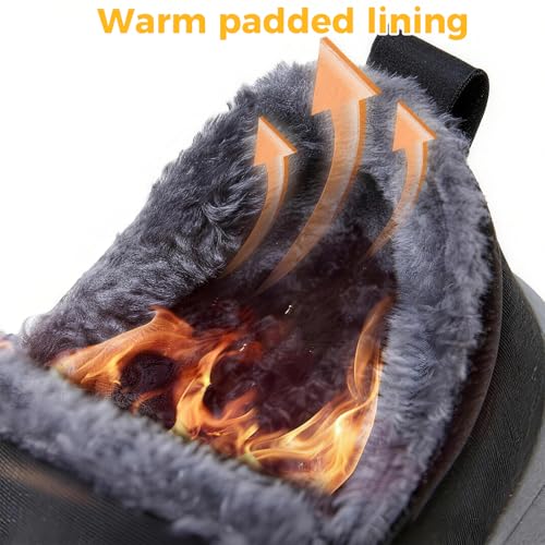Herren-Winterstiefel mit Fellfutter, rutschfeste Slip-On-Sneaker, leichte wasserdichte Walkingschuhe für Herren, rutschfeste Sohle, dicke Sohle mit Unterstützung, weiche Innenausstattung, elastischer