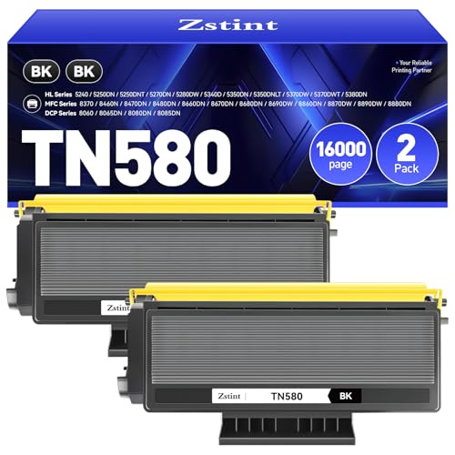 TN580 Toner Cartridge Black 2-Pack Compatible for Brother TN-580 HL-5370DW HL-5340D DCP-8060 DCP-8065DN 8085DN 8080DN HL-5240 5340D 5350DN 5370DW 5250DN MFC-8660DN 8480DN 8680DN 8690DW 8890DW Printer