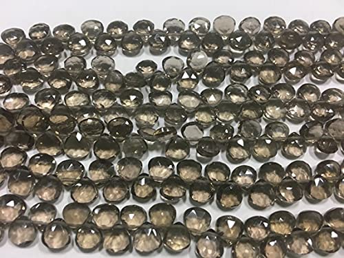 Smokey heart shape faceted briolette 6mm pour création de bijoux uniques