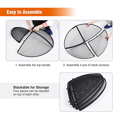 Redcamp Fire Pit Spark Screen With Ring Handle, Heavy Duty Iron Round Fire Pit Mesh Screen For Outdoor Backyard , 30In Easy-Opening #TOP5
