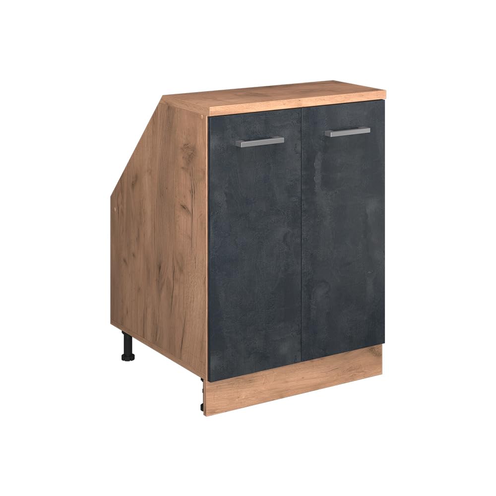 Vicco Sloping ceiling wardrobe "Rion", Black concrete/Golden oak 60 x 60 cm — image 1