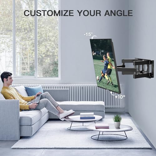 PERLESMITH TV Wall Bracket, Swivel Tilt Wall Mount for 26-70 Inch Flat & Curved TVs up to 45kg, Max. VESA 400x400mm - Image 4