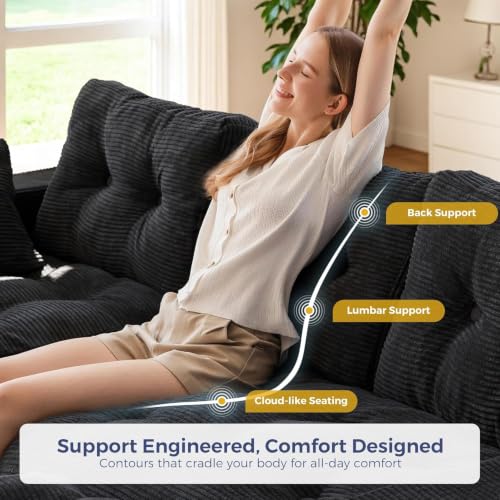 Image of MAXYOYO Boneless Couch, 104-Inch L-Shaped Cloud Couch with Ottoman