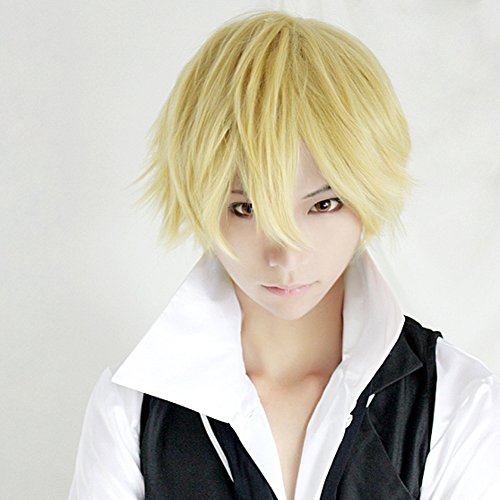 DuRaRaRa Shizuo Heiwajima Short Layered Golden Anime Cosplay Full Party Hair Wig