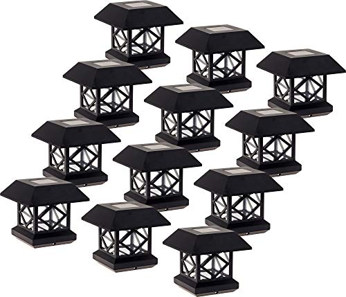 GreenLighting Outdoor Summit Solar Post Cap Light for 4x4 Wood Posts 12 Pack (Black)