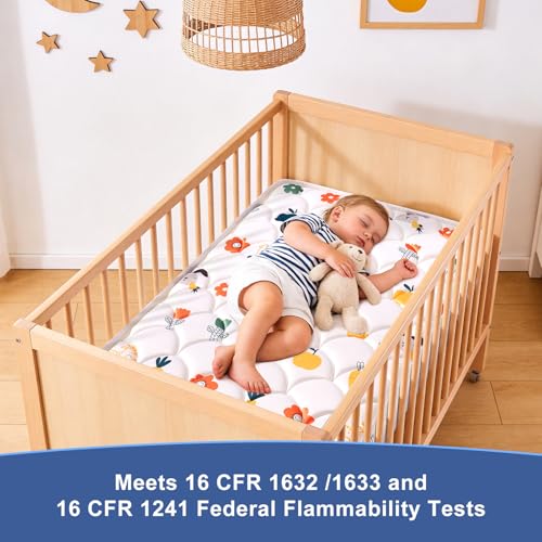 Image of Mini Crib Mattress 38 inch x 24 inch x 4 inch- Firm Support and Comfort Premium Foam,Noiseless and Odorless,Hypoallergenic Mini Crib Mattress,Fits Mini and Portable Cribs,Dual Sided with Soft Breathable Fabric