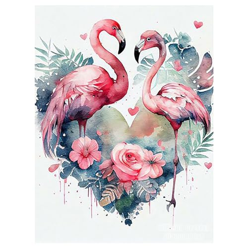 SHEGZHUC Diamond Painting Flamant Rose 30x40cm Diamant Painting Flamant Rose Animaux Couple Peinture Diamant Adulte Broderie Diamant Kit Complet Point de Croix...