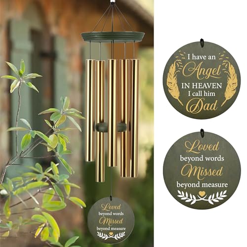 Image of ASTARIN Memorial Angel 36 inch Wind Chimes, Personalized Name Sympathy Wind Chime, in Memory of Loss Mom Loved One, Large Deep Tone Bereavement Windchimes for Outside Clearance(Produced in Texas)