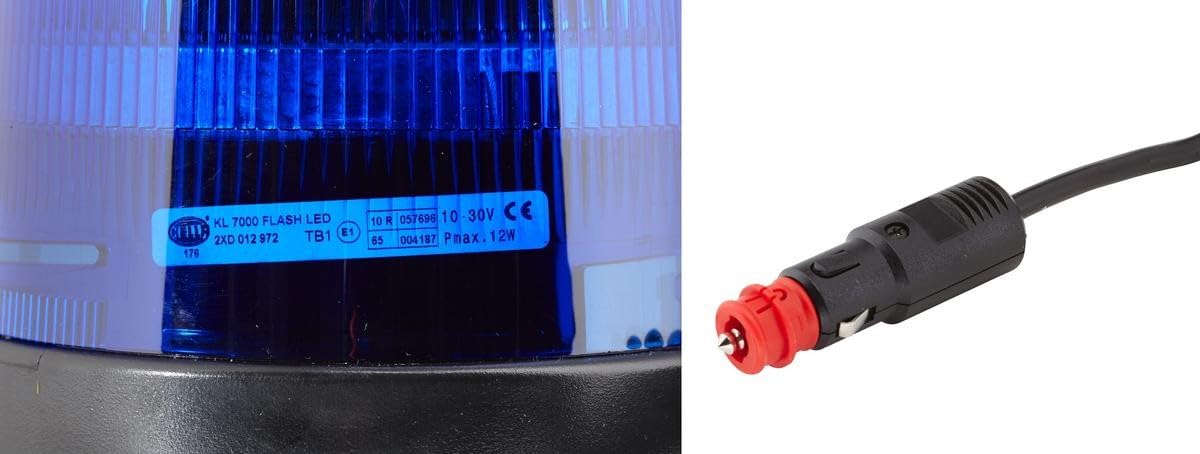 HELLA 2XD 012 972-121 LED-Luce identificazione lampeggiante, KL 7000, 12/24V, blu, Fissaggio magnetico, Cavo 600mm, Spina DIN ISO 4165
