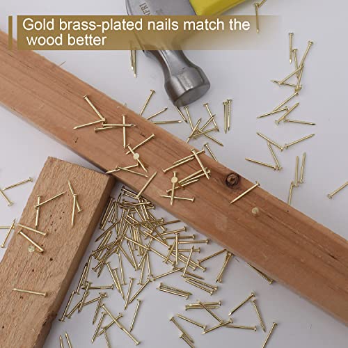 Image of JEGONFRI 900PCS 3 /4 inch x 17Ga Brass Plated Finishing Nails | Rustproof Carbon Steel, Flat Head, Shiny Gold Finish, Versatile Woodworking, Smooth Surface, Long-Lasting Supply
