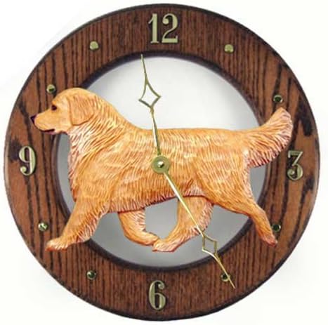 Light Golden Retriever Wall Clock in Dark Oak by Michael Park