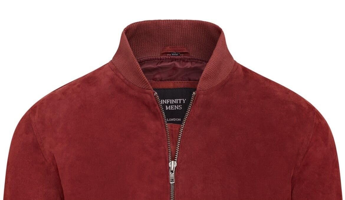 Infinity Leather Męska kurtka bomberka z miękkiej kozy zamszowej MA-1 Varsity