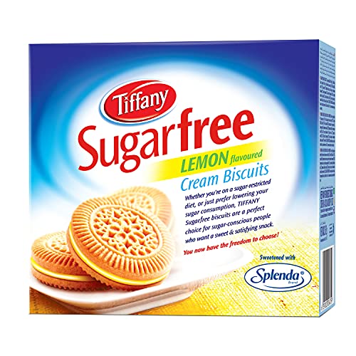Image of Tiffany Sugar Free Lemon Cream Sandwich Biscuits (Pack of 2, 162g) | Healthy Snacks for Diebetic | Sweetened With Splenda