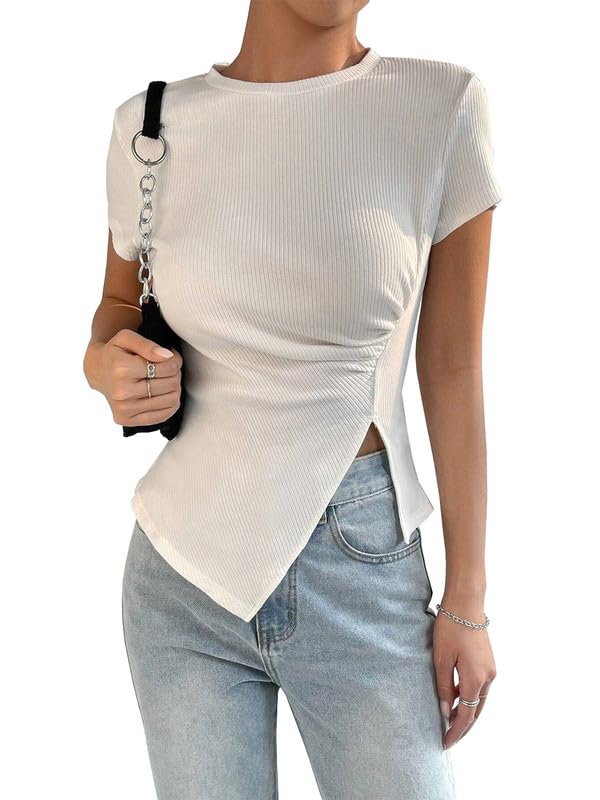 Niren Enterprise Kia Top Short Sleeve, Front Fancy Cut Womens top with 4 Attractive Colors, Pack of 1