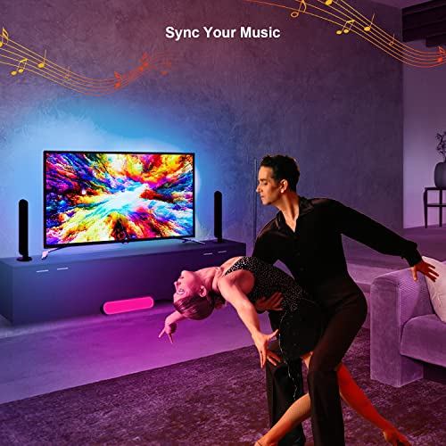 Smart Light Bar With Control,Ambiance Mood Lighting Color Changing Party Gaming Rhythm Light Bar Work With Alexa Google Assitant Smartthings,Bluetooth Play Light Bar Sync With Music For Tv Room Decor #TOP2