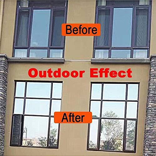 Window Privacy Film One Way Daytime Mirror Tint Treatments UV Heat Control Vinyl Stickers Sun Block Glass Paper Door Covering Reflective (Black Silver, 17.5 Inch x 15.7 Feet)