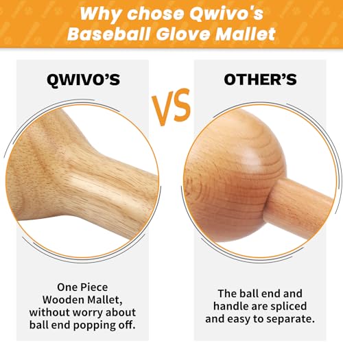Qwivo Baseball Glove Mallet - One-Piece Solid Construction for Quick Pocket Creation | Stretch Finger Holes | Softball & Baseball Conditioning (Mallet-B) - Thumbnail 2