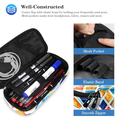 Sac à dos aquarelle géométrique ergonomique et grande trousse