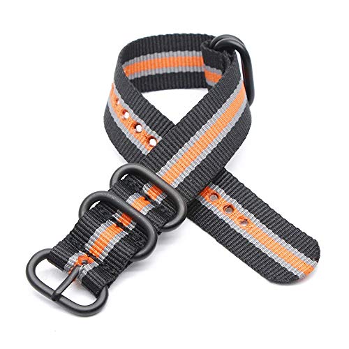NANOLEAF Premium Nylon Replacement Watch Band 18MM 20MM 22MM 24MM for NATO Men's Women's Watches Strap with Black Heavy 5 Ring Buckle (20MM, 2Black 2Grey 1Orange)
