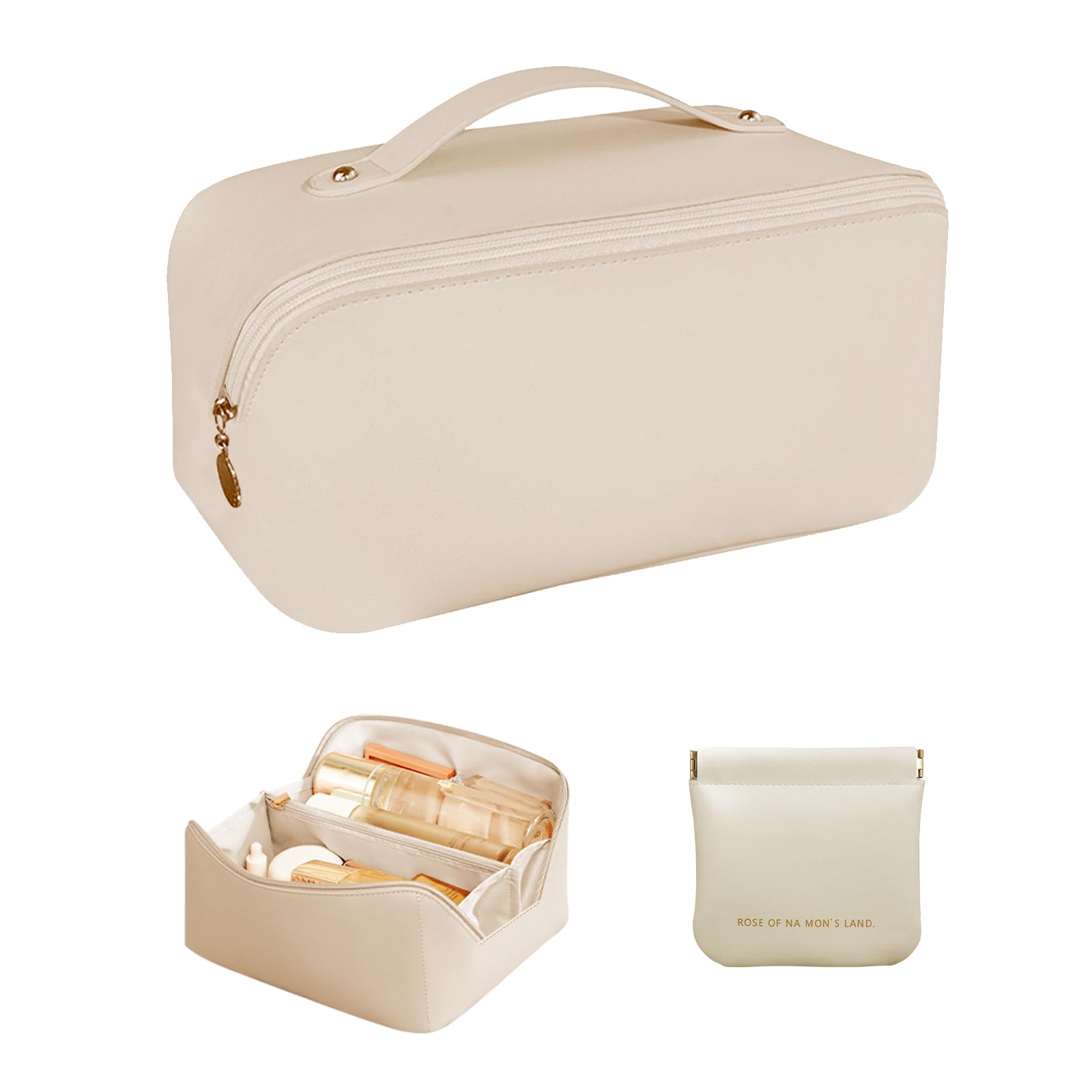 Beauty Case Da Viaggio 4 In 1 Staccabile - Borsa Cosmetici Con Scomparti - Rosa - Organizer Per Trucco E Cura Della Pelle - copertina