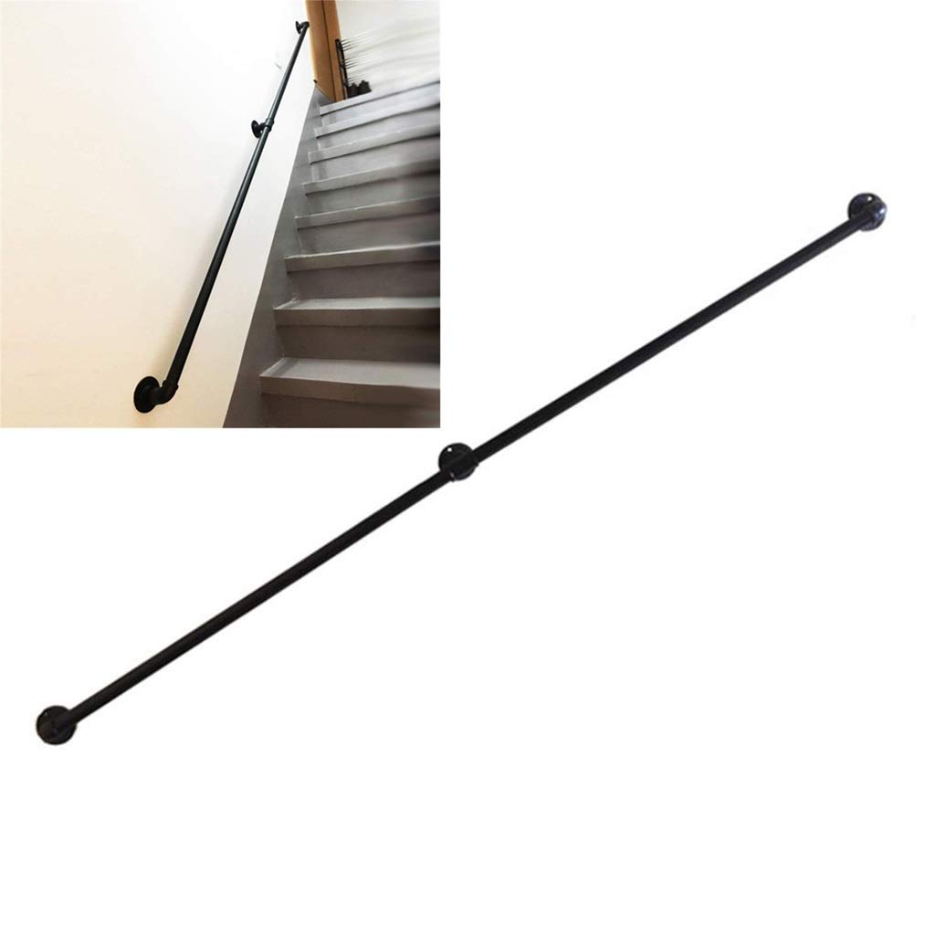 Rampe d'escalier en tuyau industriel CHEWYNP noire pour sécurité murale
