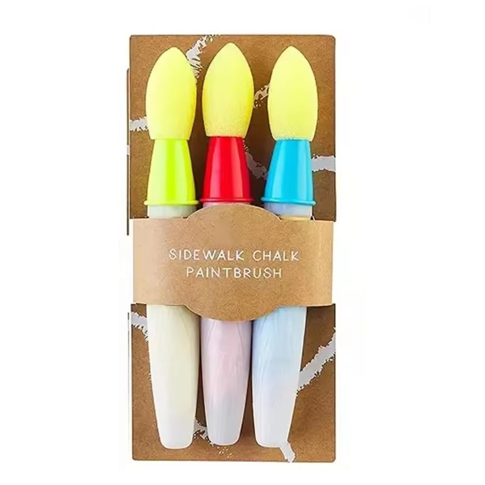 Rersduyt Washable Sidewalk Chalk Paint Brush Set Soft with Foam Brush Head Chalk Paint Stick Children'S Gifts Kid'S Paintbrush