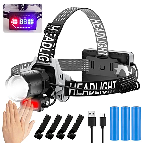 Yoobao Headlamp Rechargeable, 120000 Lumens Super Bright Headlight With 10 Modes, Motion Sensors, Zoomable, Ipx6 Waterproof Headlamps For Adults With Red Light For Camping, Hunting, Adventure #TOP10