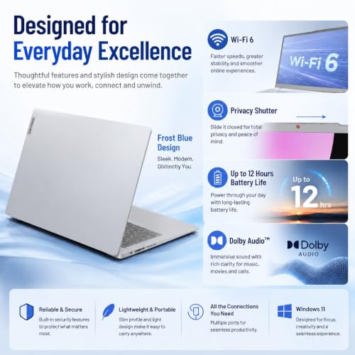 Image of Lenovo IdeaPad Slim 3i, 15.6 inch FHD Laptop, Microsoft 365 Included, Quad-Core Intel N150, 8GB DDR5, 128GB SSD, Win 11, Dolby Audio, Numeric Keypad