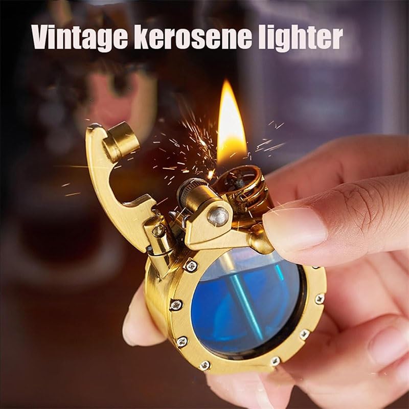 Encendedor clásico vintage de queroseno con palanca miniatura 5