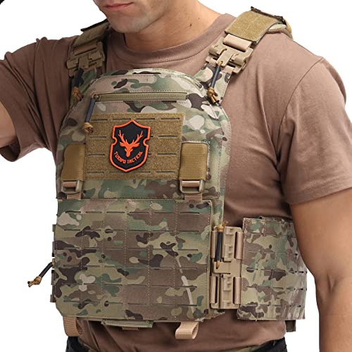 Tuxapo Tactical Molle Vest For Men Laser Cutting Modular Lightweight Quick Release Adjustable Vests Cp Camo #TOP7