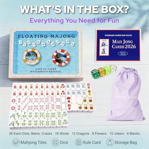 Juego de Mahjong flotante con fichas y dados miniatura 3