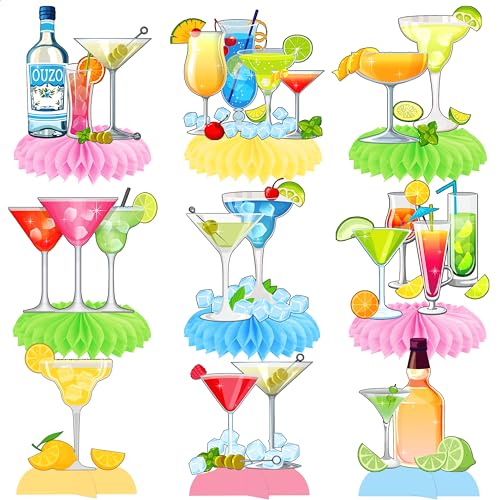 Image of Cocktail Theme Honeycomb Centerpieces Margarita Birthday Party Decorations Margs & Matrimony Bachelorette Party Centerpiece Decoration for Cocktail Martini Themed Party Mexican Fiesta Supplies