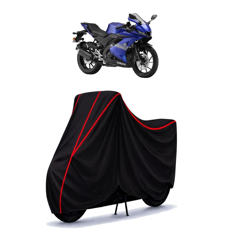 Image of R15S Water Resistant Bike Cover for All Motorcycles & Scooters | Heavy Duty Premium Taffeta Fabric | UV Protection, Dustproof, Scratchproof | All Weather Two Wheeler Body Cover with Elastic Bottom