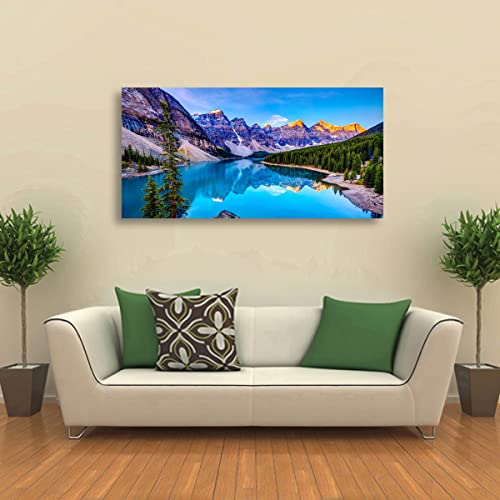Image of Wall Art Lake Mountain Landscape Picture Print Canvas Wall Art Modern Giclee Artwork Home Decor Stretched and Framed Ready to Hang,2cm Thick Frame, Waterproof Artwork